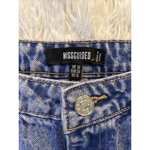 Missguided Jeans Womens 6 Blue Mom High Rise Med Wash Distressed Pants Denim - Picture 2 of 5